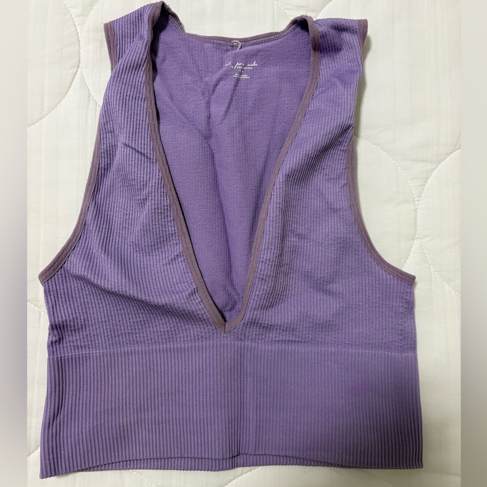 Urban Outfitters Lavender Ribbed Deep V Tank